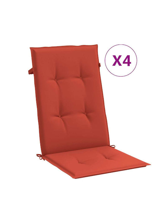 vidaXL Garden Chair Cushions with Backrest Red 4 Pieces 50x120cm