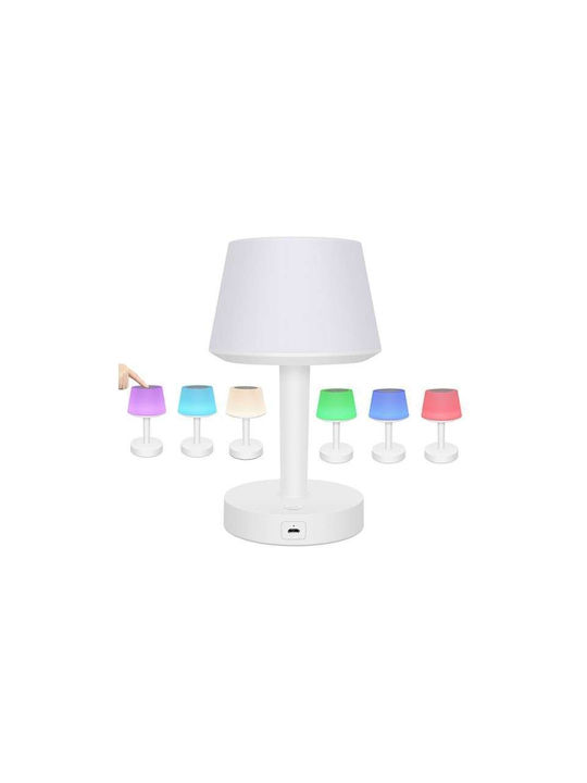 Ezra Bluetooth De Masă Decorativă Lampă cu Iluminare RGB LED Baterie Alb