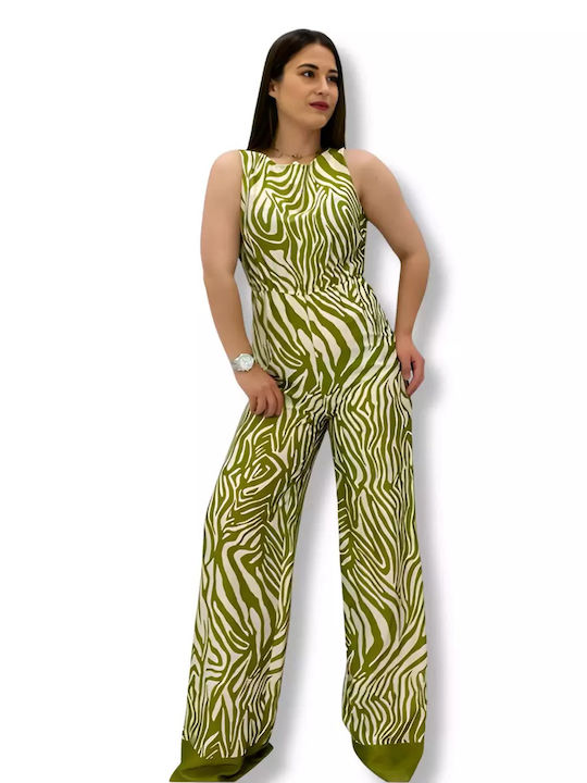 Sateen Women's Blouse Sleeveless with Zipper Green