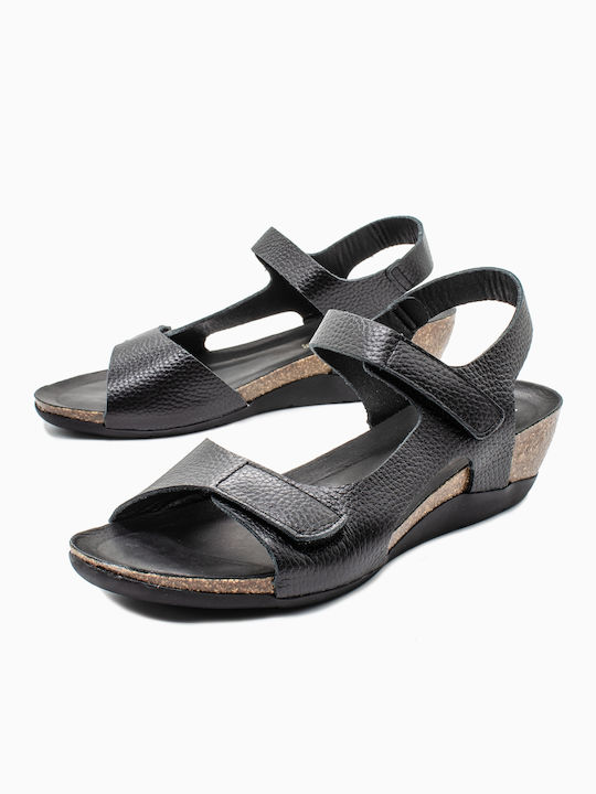 Take Me Leather Women's Flat Sandals in Black Color