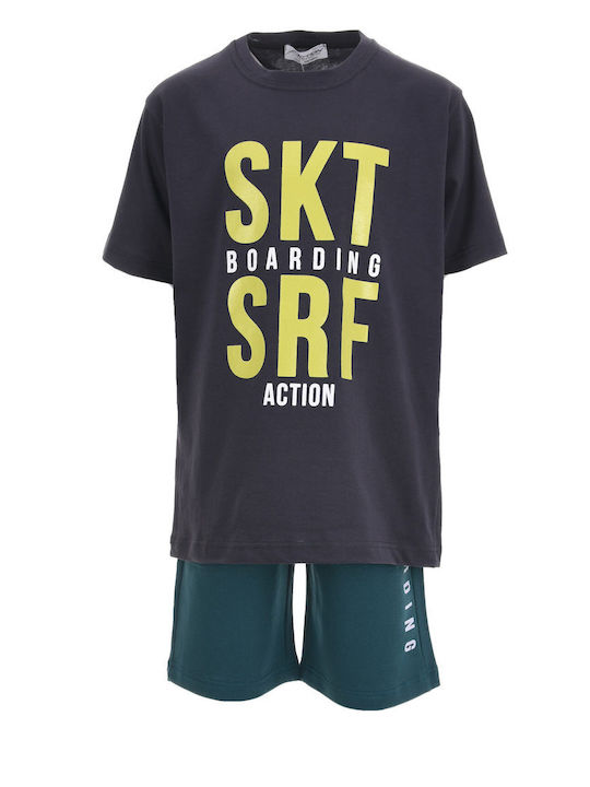 Action Sportswear Σετ Καλοκαιρινό 2τμχ Ανθρακί-κυπαρισσί