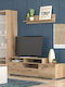 Wohnzimmer TV-Einheit Νο 29 Latte mit Vitrine L130xB44.5xH36cm