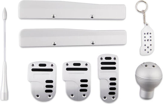Autoline Tunning Kit Σετ Πεταλιέρες & Λεβιές Αυτοκινήτου Universal Ασημί 5τμχ