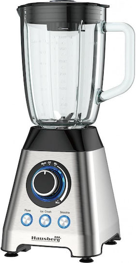 Hausberg Μπλέντερ με Γυάλινη Κανάτα 1.8 lt 1200W Inox HB7764