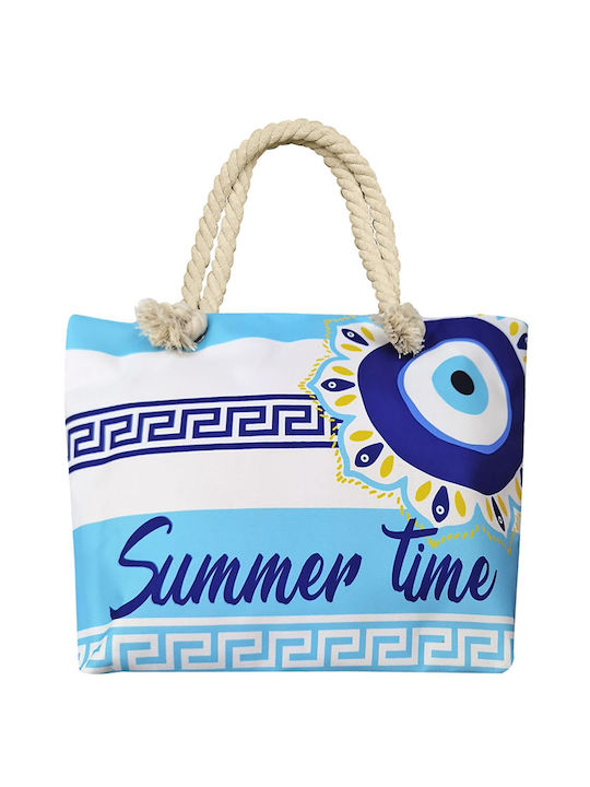 Summertiempo Stoff Strandtasche mit Muster Auge Light Blue