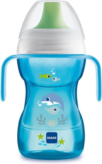Mam Educational Sippy Cup Plastic with Handles Blue Blue Dolphin for 8m+m+ 270ml