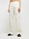Small Signature Γυναικείο Υφασμάτινο Cargo Παντελόνι Off White