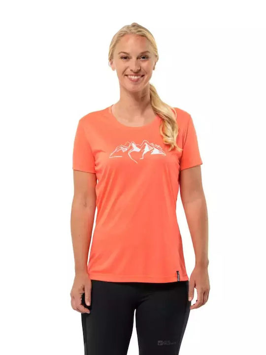 Jack Wolfskin Damen Bluse Kurzärmelig Orange