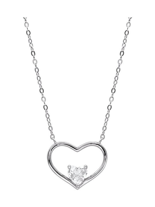 Foryou Women's Necklace Amour Silver 925 White Crystal B19250