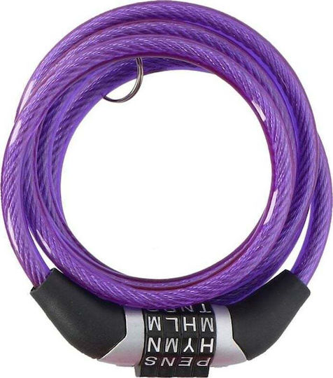 Dunlop Bicycle Cable Lock with Combination Purple