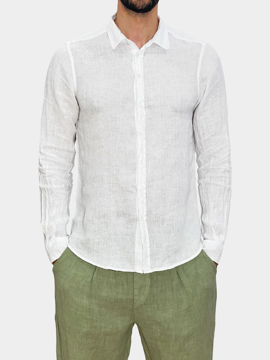 3Guys Leinen Hemd White