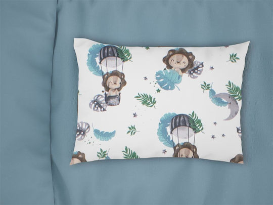 Μαξιλαροθήκη Εμπριμέ Bebe Lion 533 35x45 Sky Blue 100% Cotton