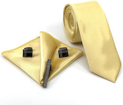 Legend Accessories Σετ Ανδρικής Γραβάτας Μονόχρωμη σε Κίτρινο Χρώμα