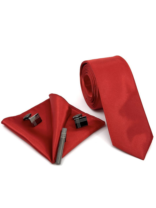 Legend Accessories Herren Krawatten Set in Rot Farbe