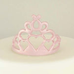 Pink Heart Crown Cake Decoration