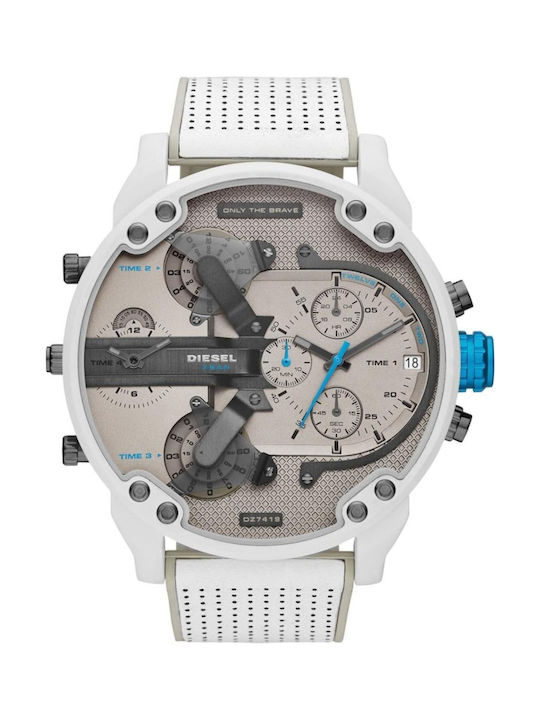 Diesel Mr Daddy 2.0 Watch Battery with White Leather Strap