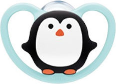 Nuk Orthodontic Pacifier Silicone Space Penguin with Case for 0-6 months 1pcs