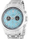 Jacques Lemans Liverpool Ανδρικό Ρολόι 44mm Χρονογράφος Μπαταρίας με Ασημί Μεταλλικό Μπρασελέ