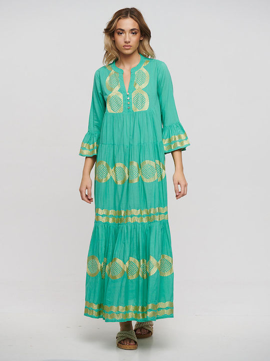 Ble Resort Collection Maxi Φόρεμα με Βολάν Πράσινο