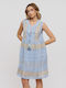 Summer Mini Dress with Ruffles Light Blue