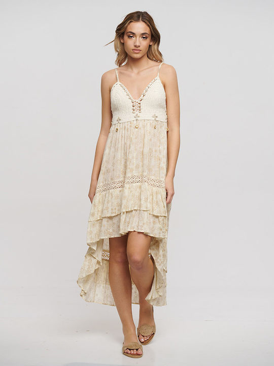 Ble Resort Collection Maxi Dress with Ruffle Ecru