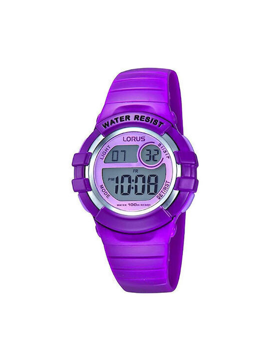 Lorus Kids Digital Watch with Rubber/Plastic Strap Purple