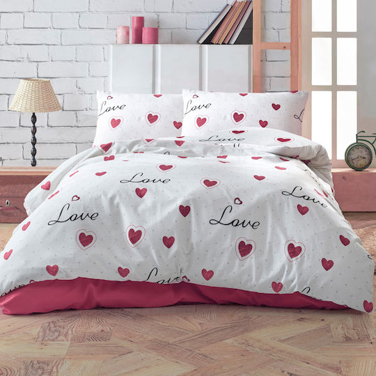 Dimcol Παπλωματοθήκη Υπέρδιπλη 220x240 White-red