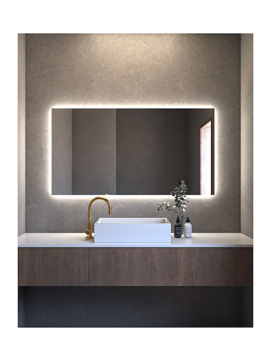 Pm1001 Οριζόντιος Ορθογώνιος Καθρέπτης Μπάνιου Led Αφής 80x120cm