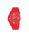 Q&Q Watch Battery with Red Rubber Strap