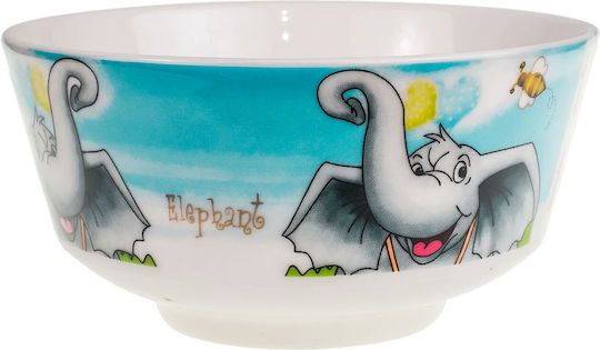 Baby Food Bowl made of Porcelain Gray Elephant