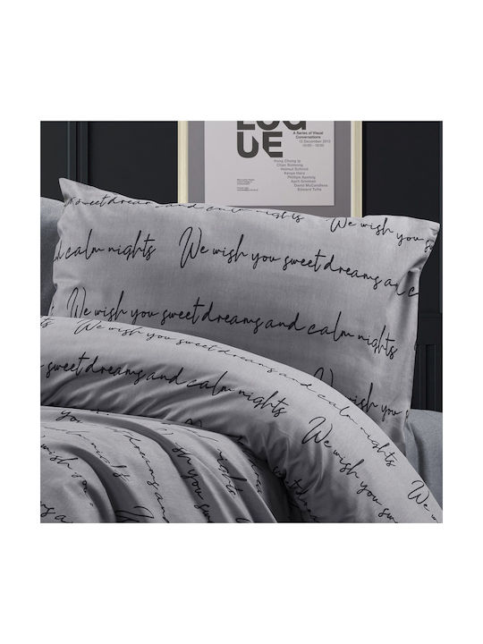 Dimcol Αρίσβη Μαξιλαροθήκη με Φάσα Grey 50x70εκ.