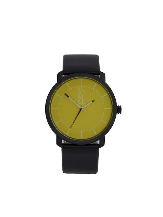 666 Barcelona Watch Battery with Black Leather Strap