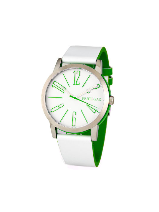 Pertegaz Watch Battery with White Leather Strap