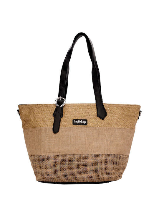 Bag to Bag Ψάθινη Damen Tasche Schulter Schwarz