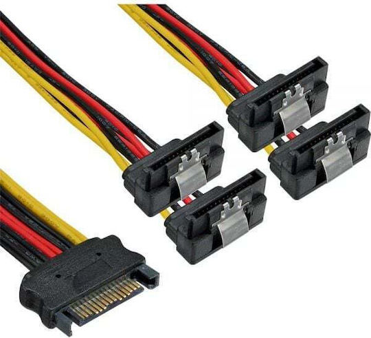 Inline Sata Stromkabel 4x Sata Verbunden Winkel Snaps Bei 0,15m Enden 29683v