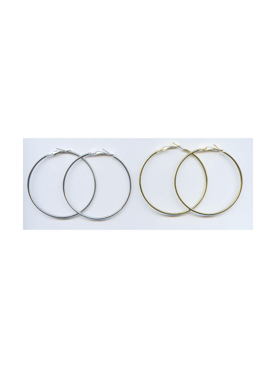 Metallic Hoop Earrings 6cm - Silver