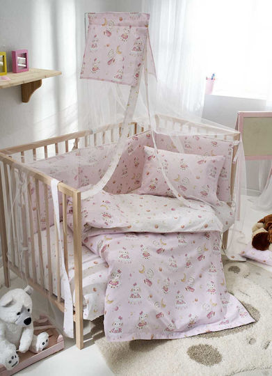 Vesta Home Σετ Βρεφική Παπλωματοθήκη με Μαξιλαροθήκη Lambi Ροζ 120x160εκ.