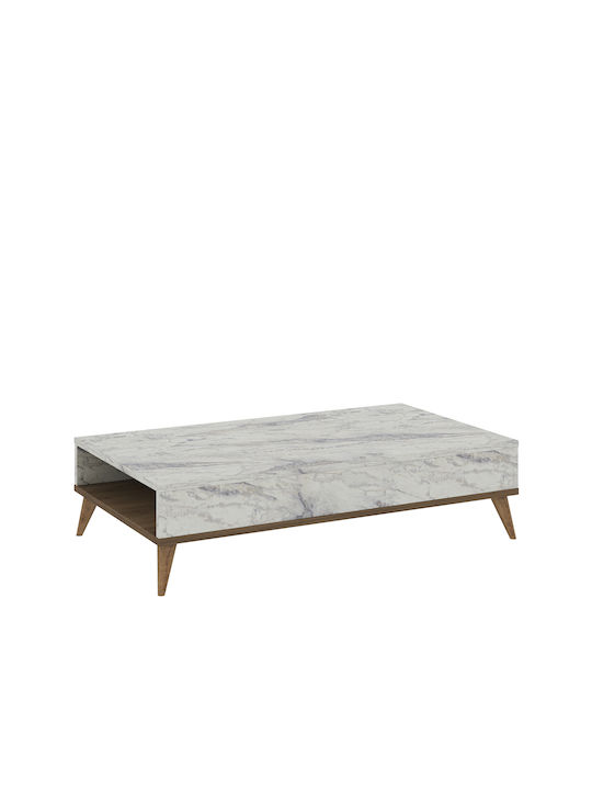 Rectangular Coffee Table Isolde Oak / White Marble L105xW60xH35cm