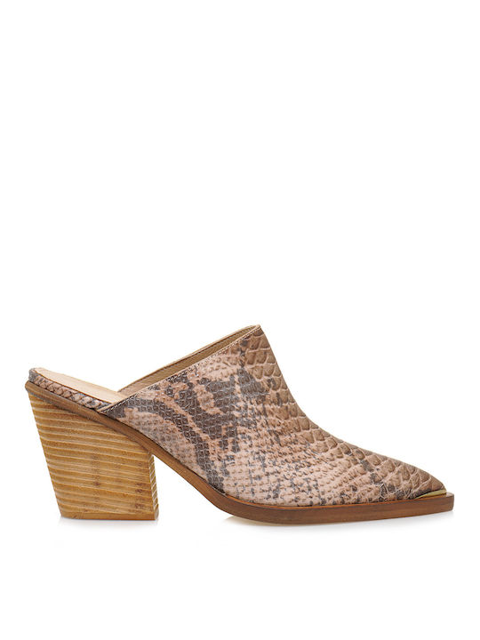 Tsakiris Mallas Heel Leather Mules Brown