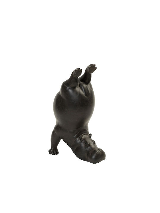 Hippopotamus Figure Polyresin Black 21cm