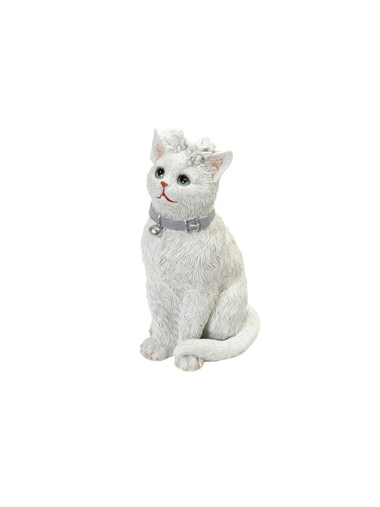 Cat Figure Polyresin White 14.3cm