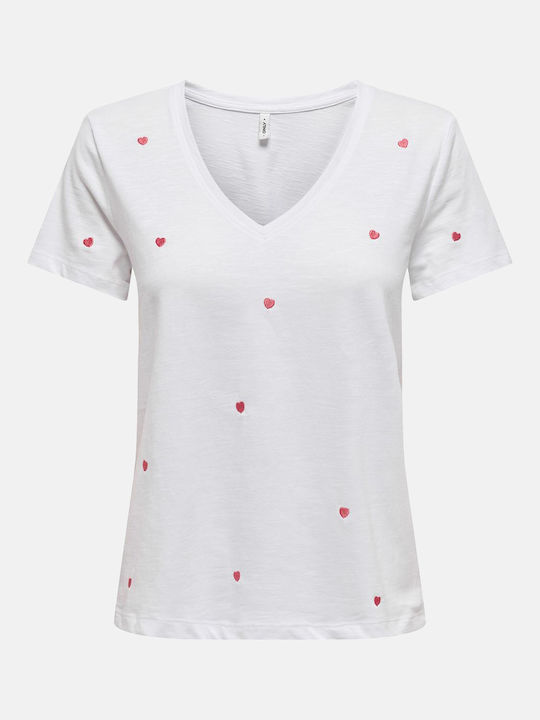 Only Women's Blouse Cotton Short Sleeve with V ...