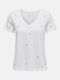 Only Women's Blouse Cotton Short Sleeve with V Neck Ecru