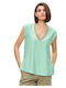 Passager Women's Blouse Sleeveless with V Neckline Mint