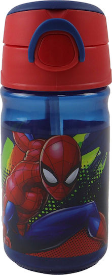 Gim Spiderman Kids Water Bottle Spiderman Plastic with Straw 350ml