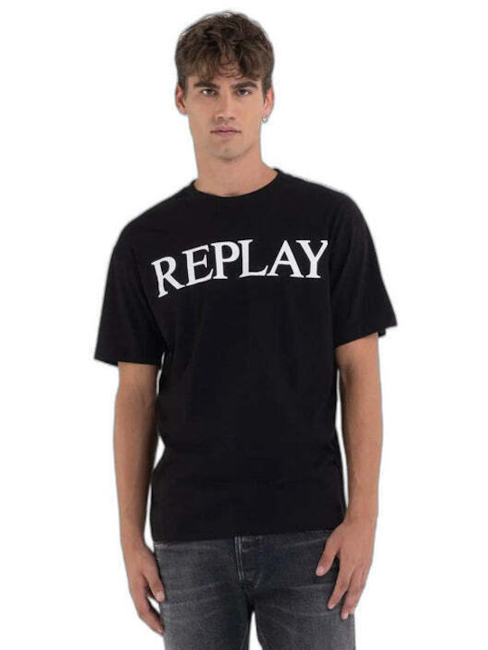 Replay Ανδρικό T-shirt Κοντομάνικο Μαύρο