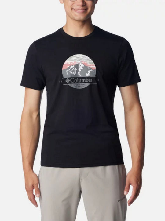 Columbia Path Lake T-shirt Bărbătesc cu Mânecă Scurtă Black