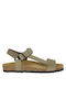 Plakton Damen Flache Sandalen in Beige Farbe