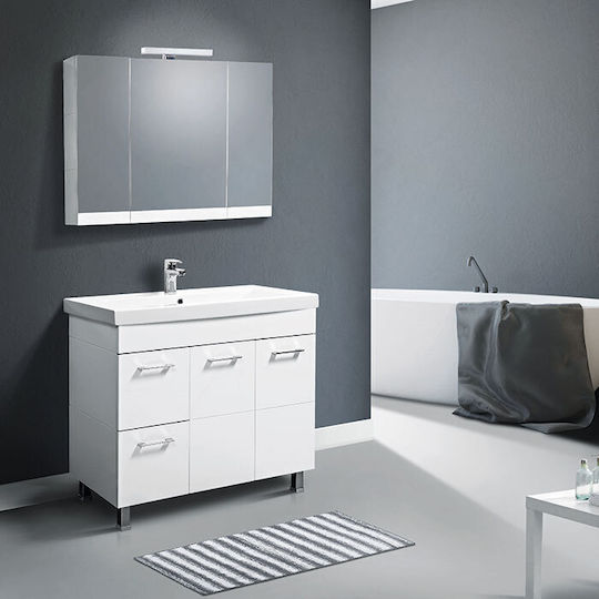 Mabo Ορθογώνιος Καθρέπτης Μπάνιου Led από Plywood 80x70cm Λευκός