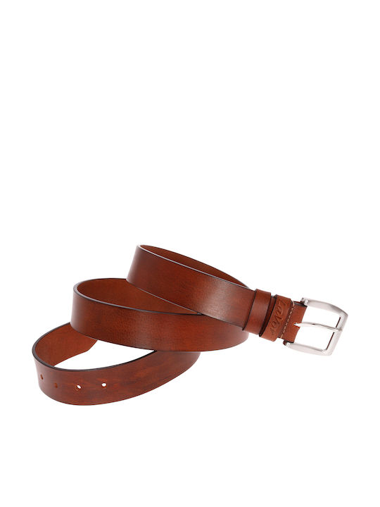 Lavor Men's Leather Wide Belt Tabac Brown